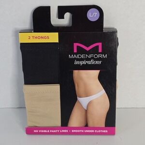 L/7 Maidenform Thong Inspirations Panties No‎ Line Microfiber Stretch 2 Pack